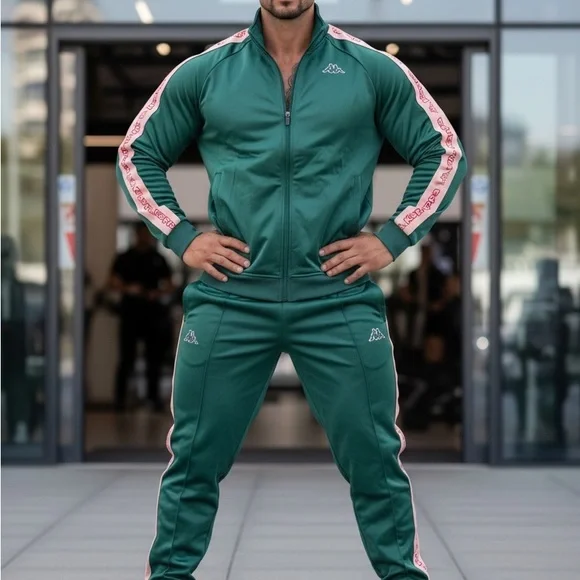 Kappa Men's Teal and Pink Track Jacket - Picture 1 of 4